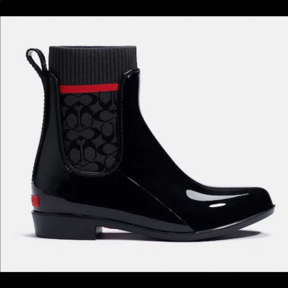 Black rain boot ankle length
